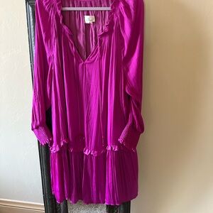 Anthro Vibrant Orchid Long Sleeve Dress